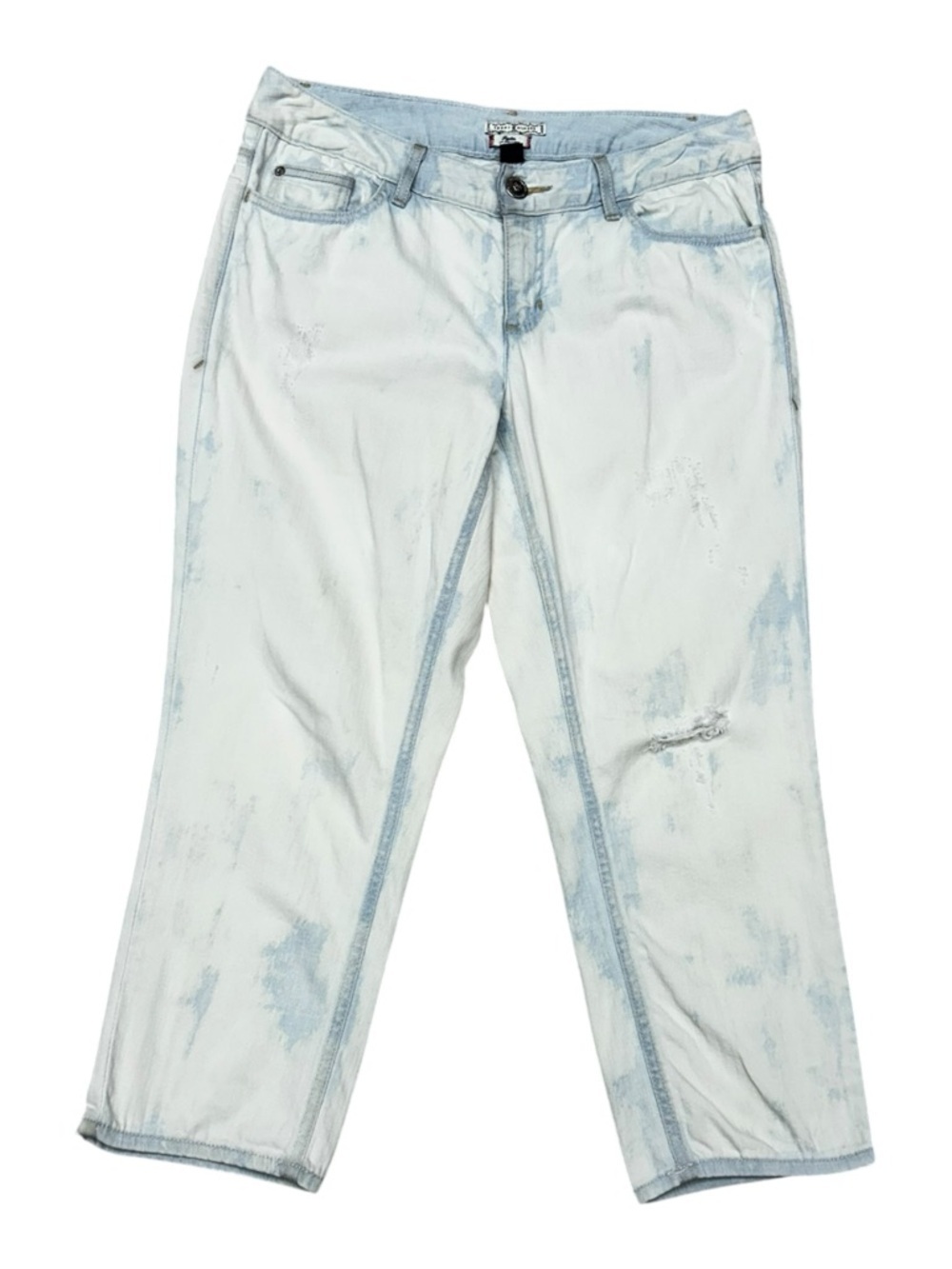 Tommy Hilfiger Slouchy Low Rise Crop Jeans Bleach Dye Baggy Jeans Size 8